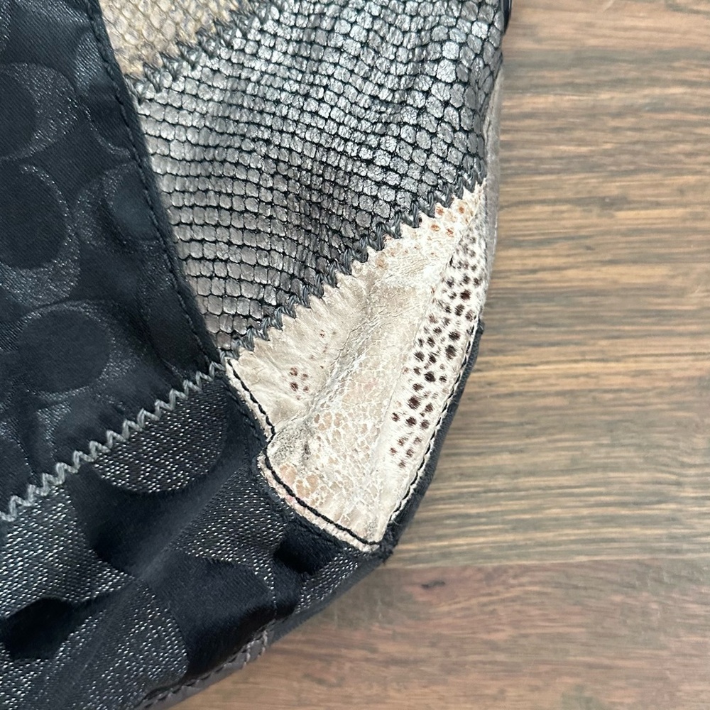 Coach Patchwork Hobo Bag in Black and Gray - Picture 4 of 5
